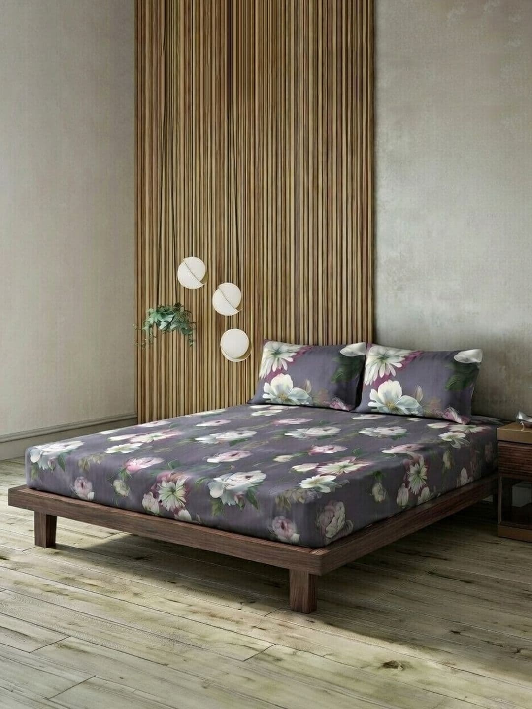 DDecor Blue Pure Cotton Floral 145TC King Flat Bedsheet with 2 Pillow Covers - view 1