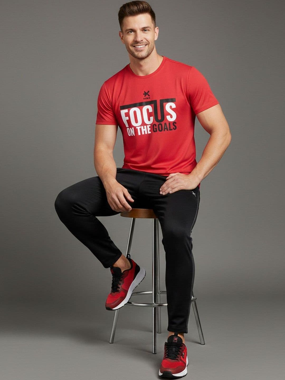 HRX by Hrithik Roshan Typography Printed Moisture Wicking T-shirt - view 1