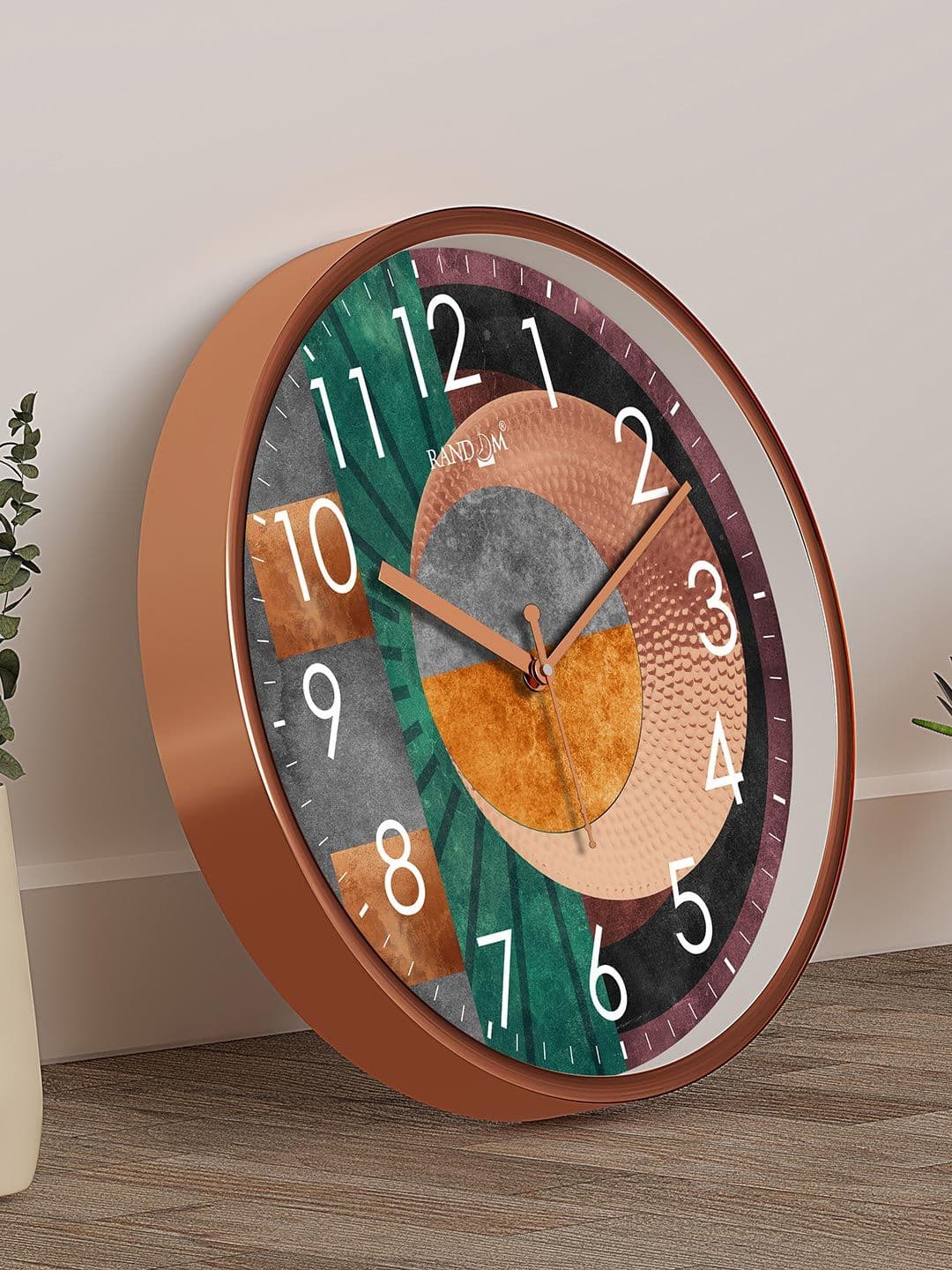 RANDOM Copper-Toned & Green Printed Contemporary Wall Clock - view 1