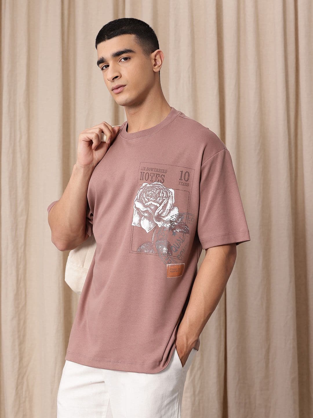 Mr Bowerbird Graphic Printed Drop-Shoulder Sleeves Pure Cotton Liberal Fit T-shirt - view 1