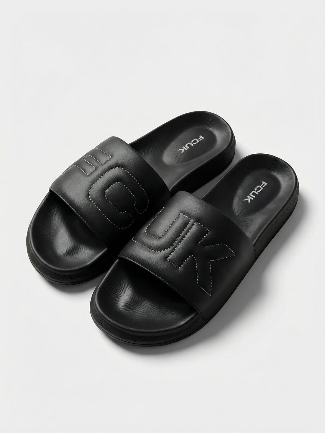 FCUK Men Band Logo Self Design Sliders - view 1