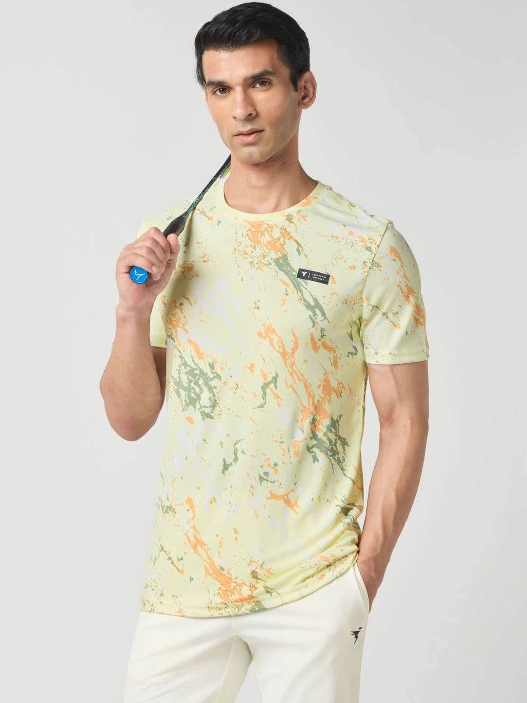 Technosport Abstract Printed Round Neck Rapid-Dry Slim Fit T-shirt - view 1