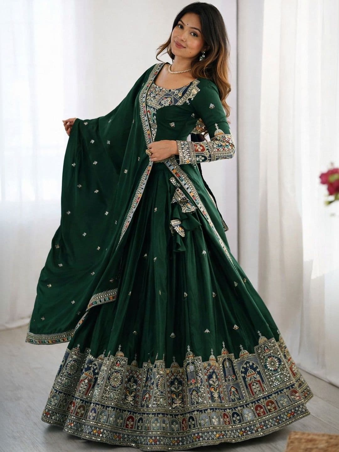 BAESD Embellished Sequinned Semi-Stitched Lehenga & Blouse With Dupatta - view 1