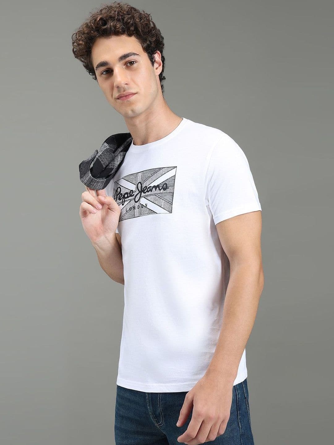 Pepe Jeans Men Brand Logo Printed Pure Cotton Slim Fit T-shirt - view 1
