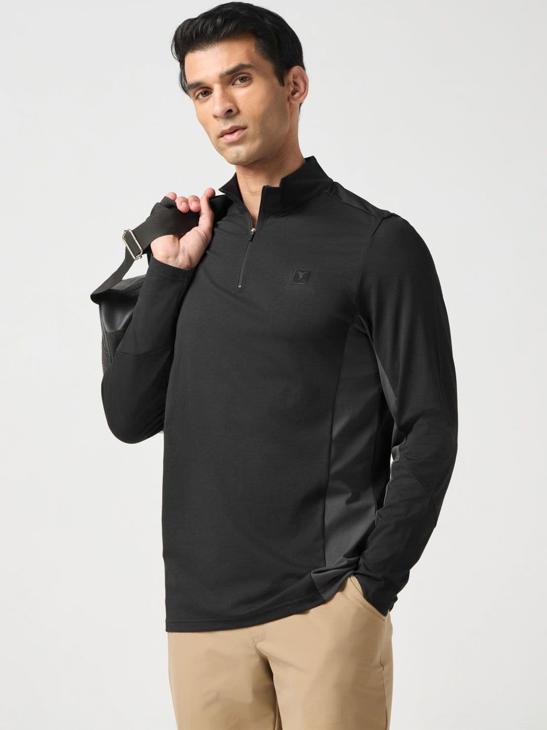 Technosport Mock Collar Long Sleeves Rapid-Dry Slim Fit T-shirt - view 1