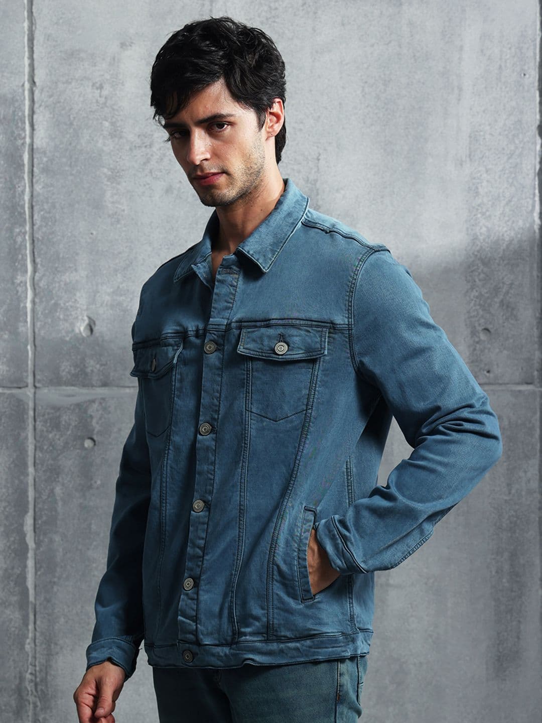 VUDU Men Solid Long Sleeves Denim Jacket - view 1