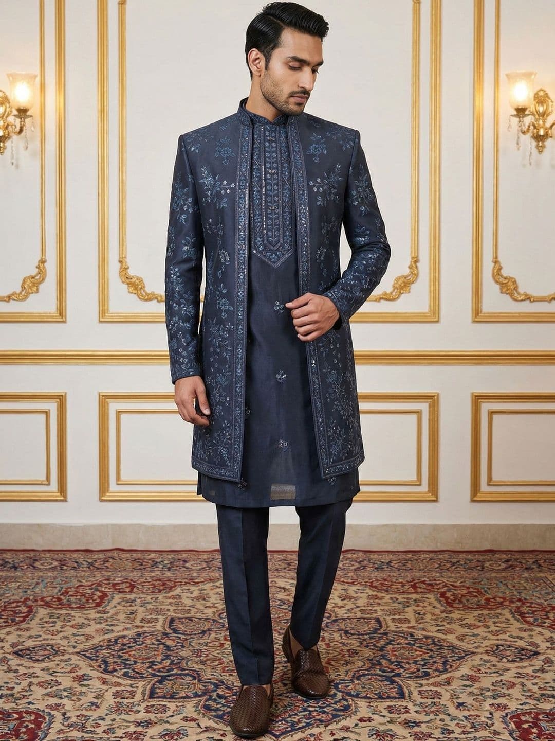 Jompers Embroidered Indo Western with Trousers - view 1