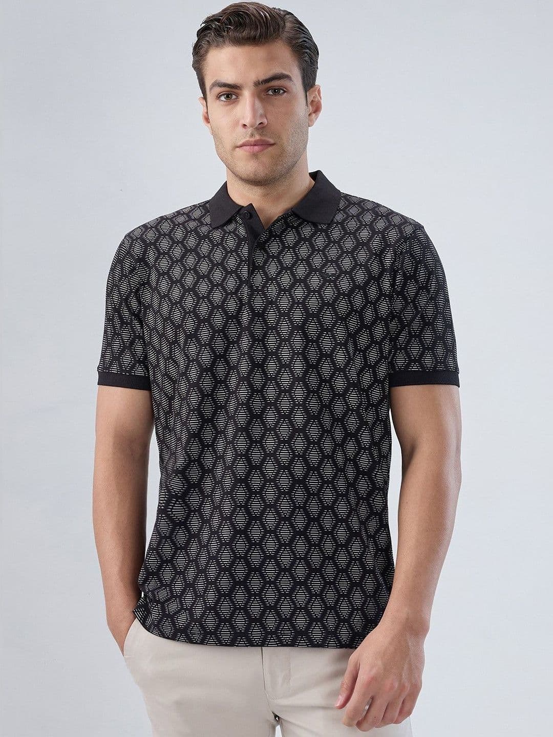 Park Avenue Men Printed Polo Collar Slim Fit T-shirt - view 1