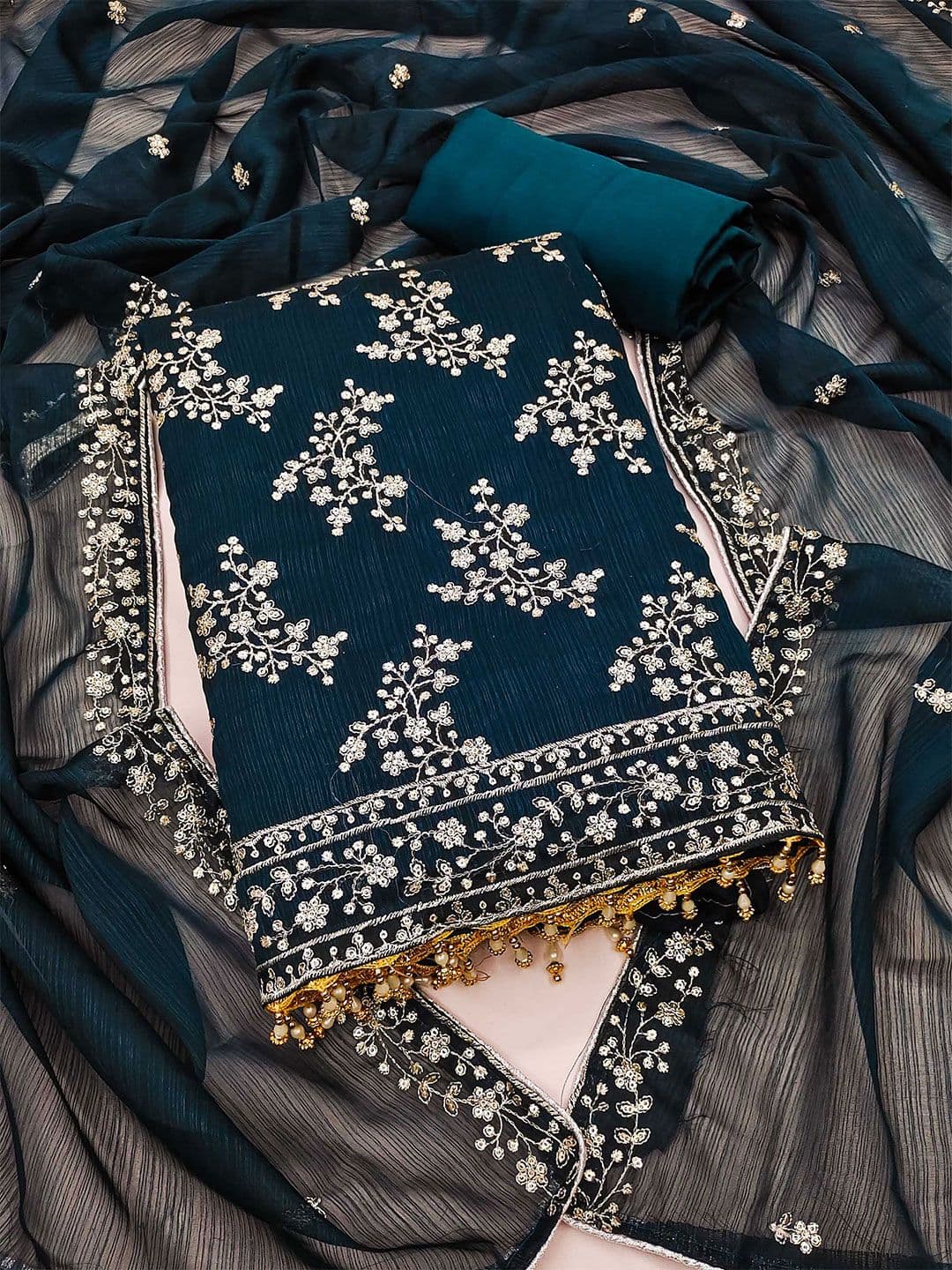 Dhaaga Ghar Embroidered Unstitched Dress Material - view 1
