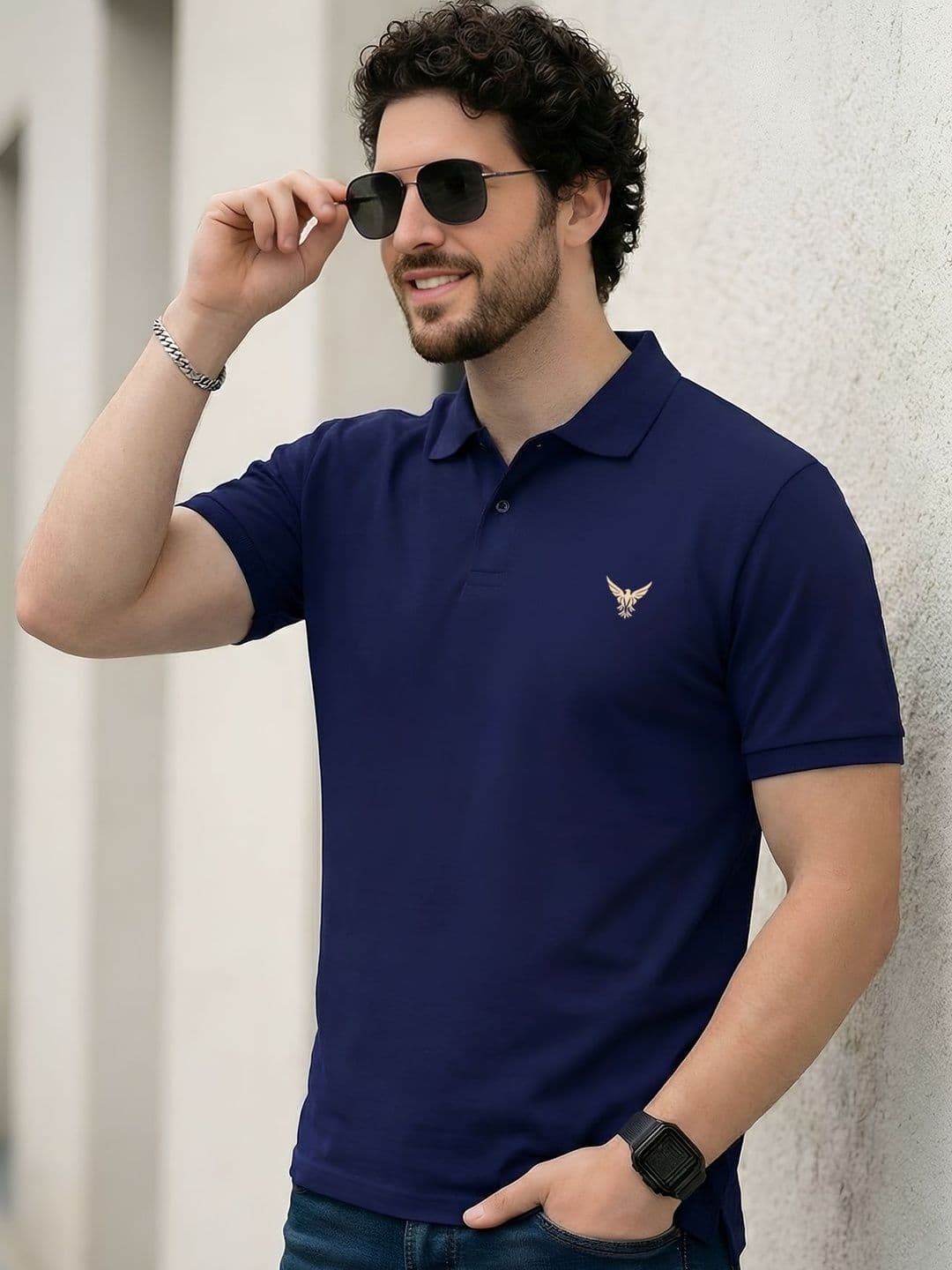 ENITOR Men Brand Logo Polo Collar T-shirt - view 1