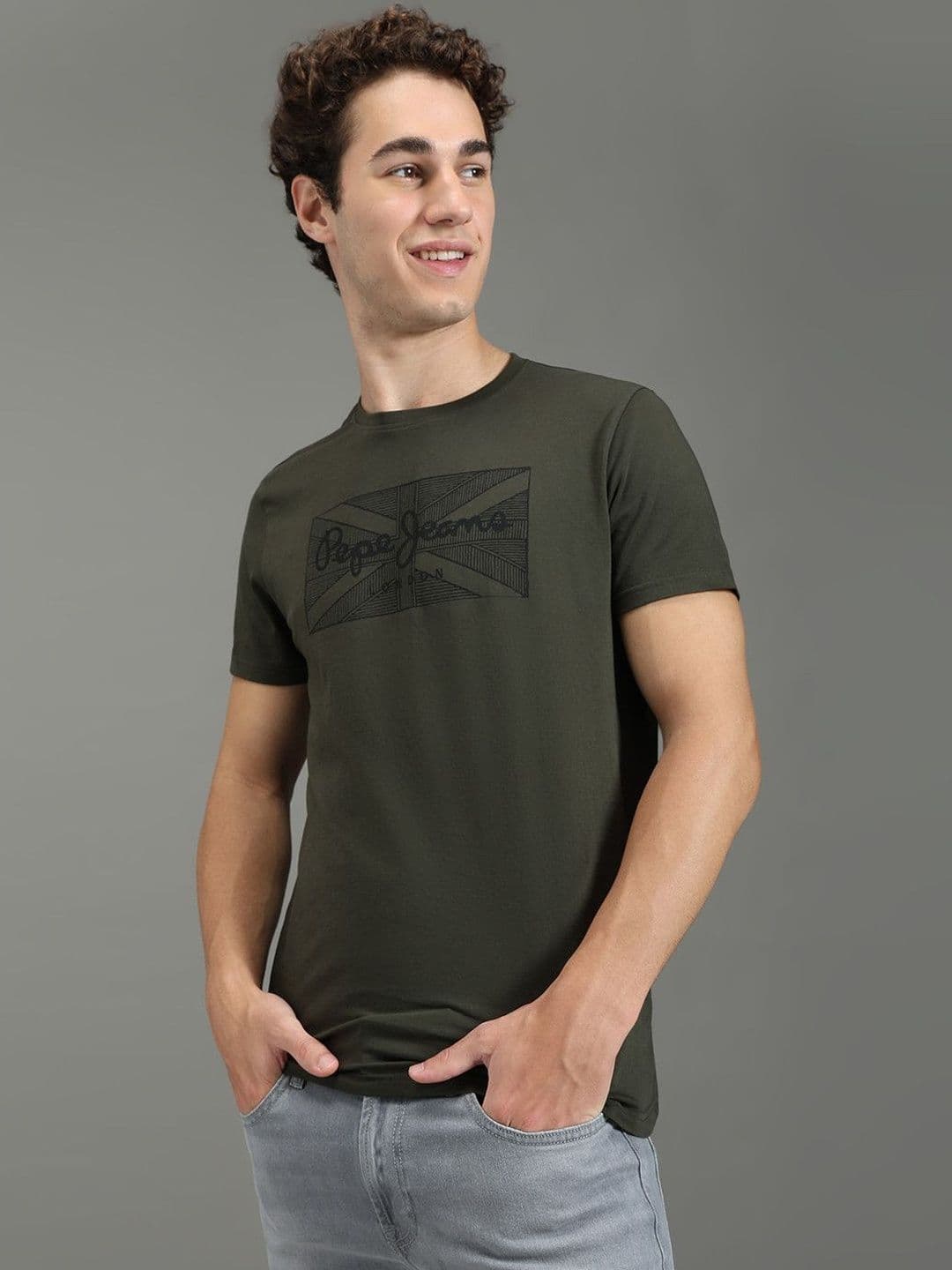 Pepe Jeans Men Brand Logo Printed Pure Cotton Slim Fit T-shirt - view 1
