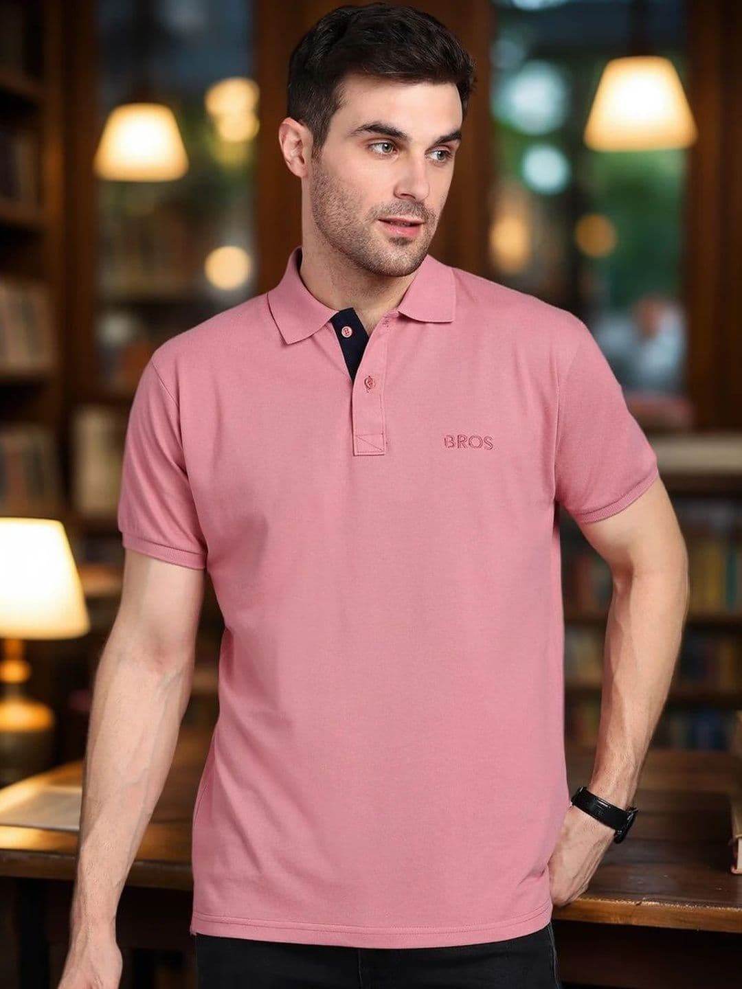 3BROS Men Brand Logo Polo Collar Pockets T-shirt - view 1