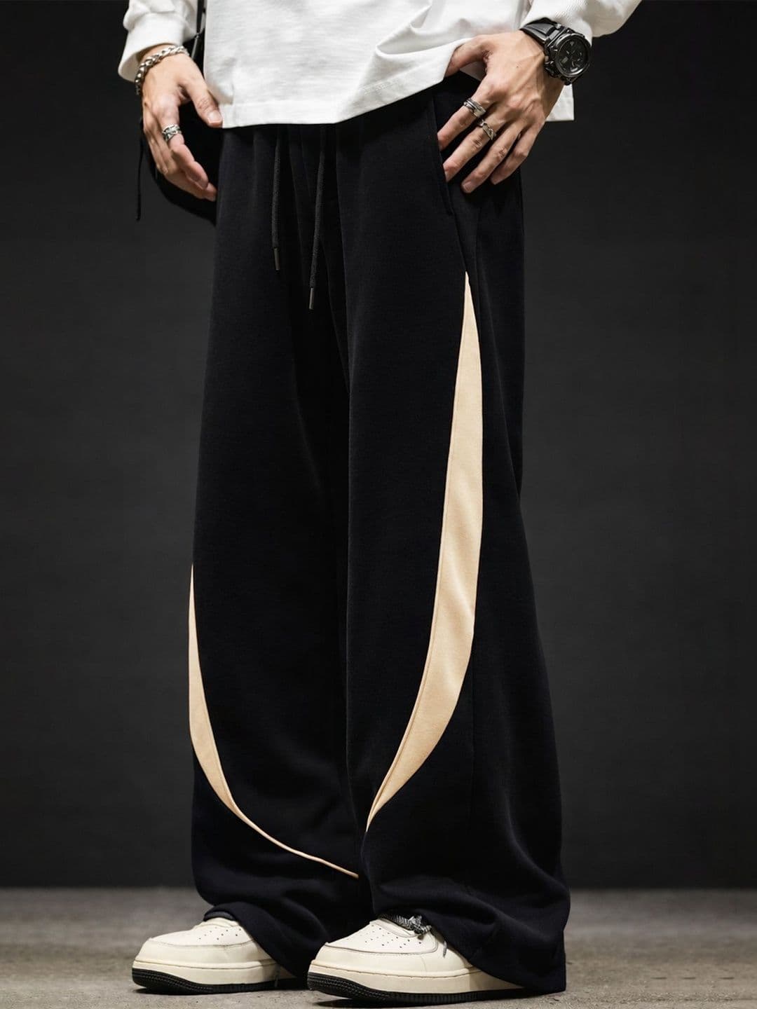 Maniac Men Barrel Fit Colourblocked Track Pants - view 1
