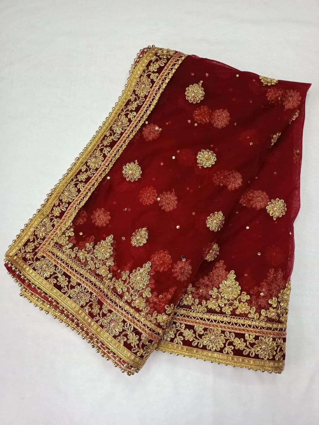 VEER LABDHI Ethnic Motifs Embroidered Art Silk Dupatta with Zari - view 1