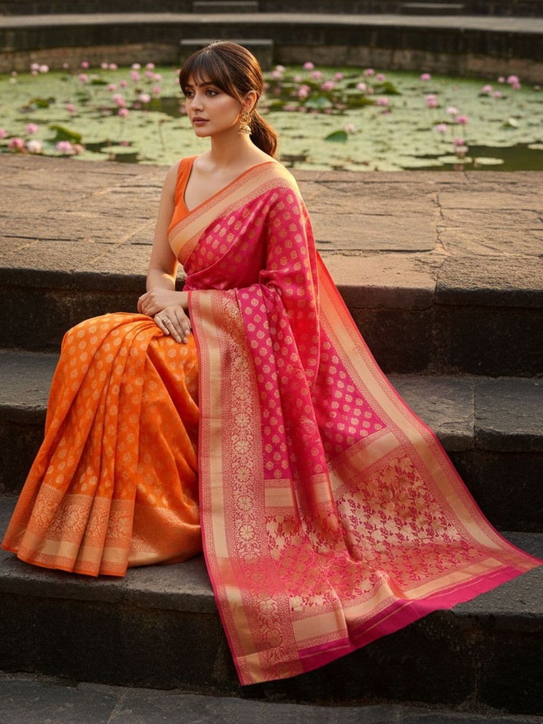 FABLAND Woven Design Zari Silk Blend Banarasi Saree - view 1