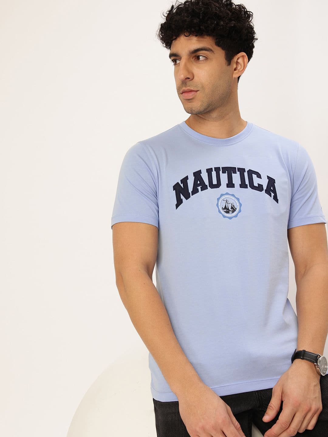 Nautica Brand Logo Printed Pure Cotton T-shirt - view 1