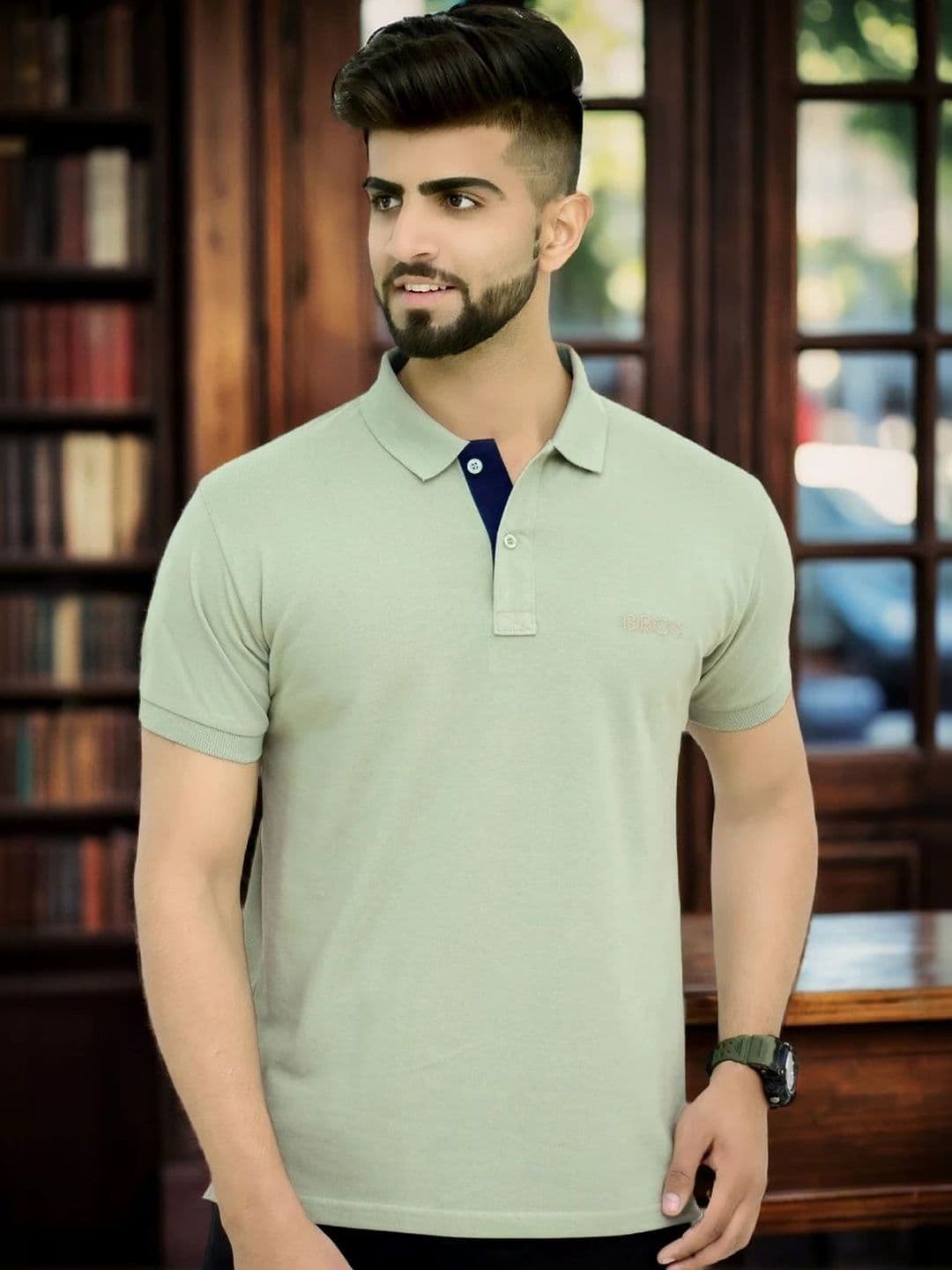 3BROS Brand Logo Polo Collar Cotton T-shirt - view 1