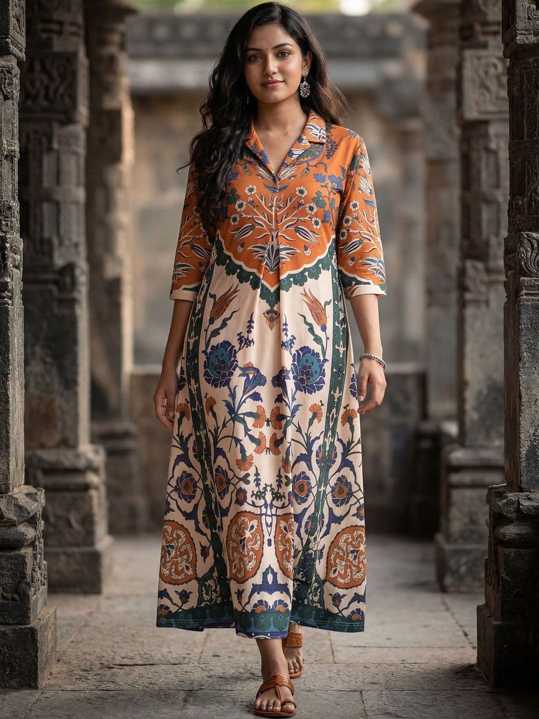 HELLCAT Floral Print Shirt Maxi Dress - view 1