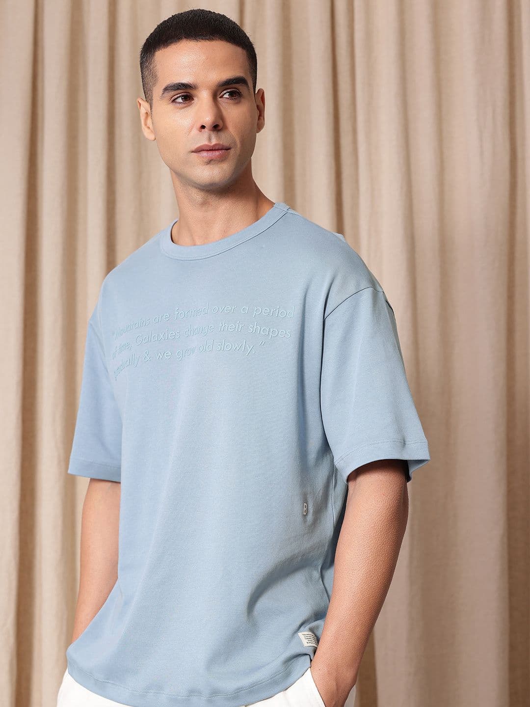 Mr Bowerbird Typography Printed Liberal Fit Drop-Shoulder Sleeves Pure Cotton T-shirt - view 1