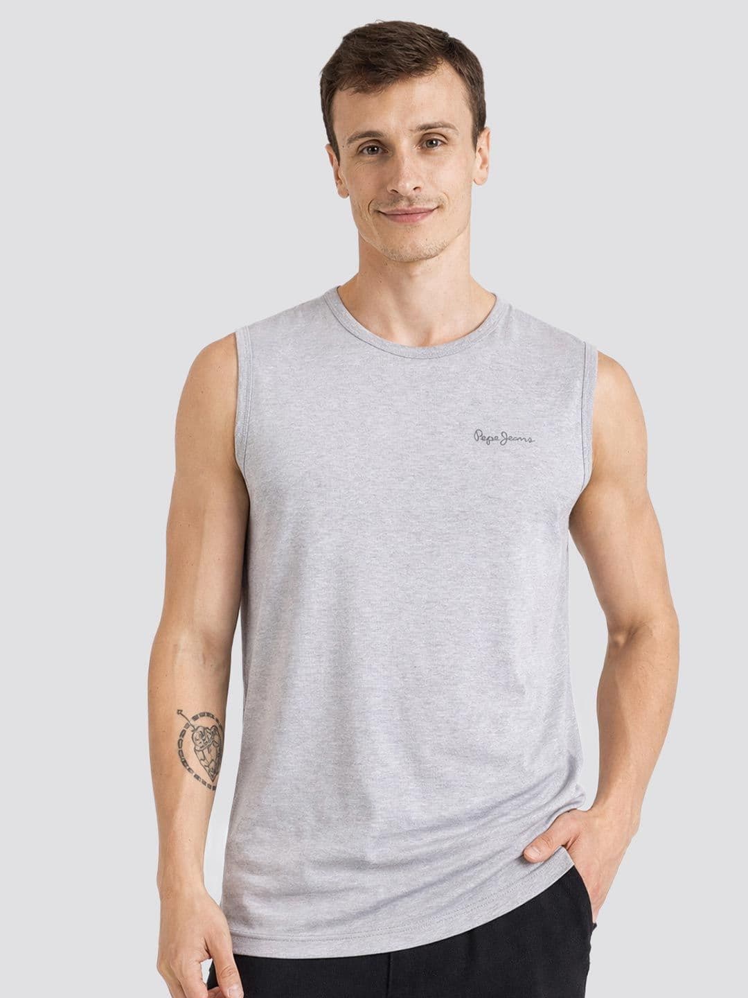 Pepe Jeans Men Cotton Sleeveless Gym Vest - view 1