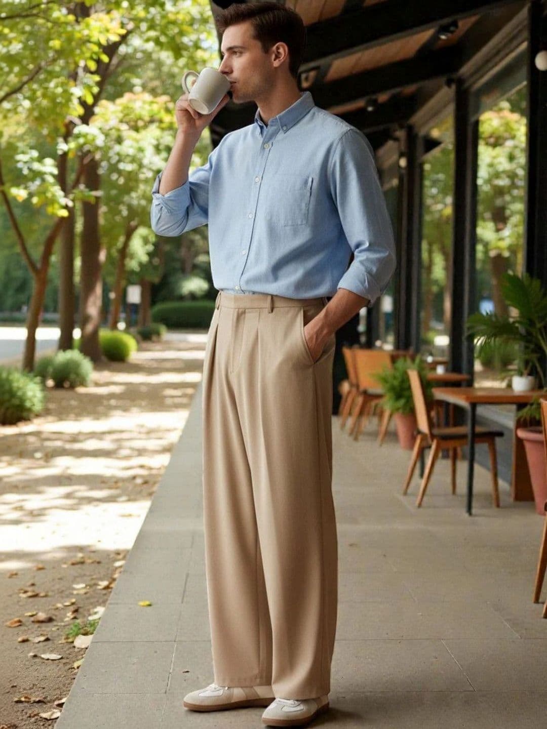Stylecast X Kotty Men's Relaxed Fit Wide leg KoreanTrousers - view 1