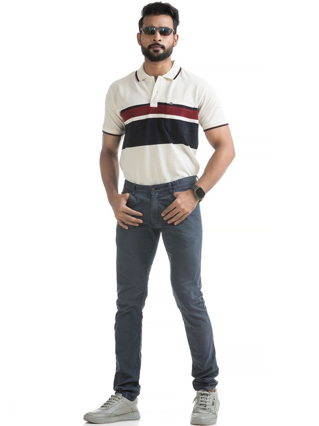 VITAL Men Striped Polo Collar T-shirt - view 1