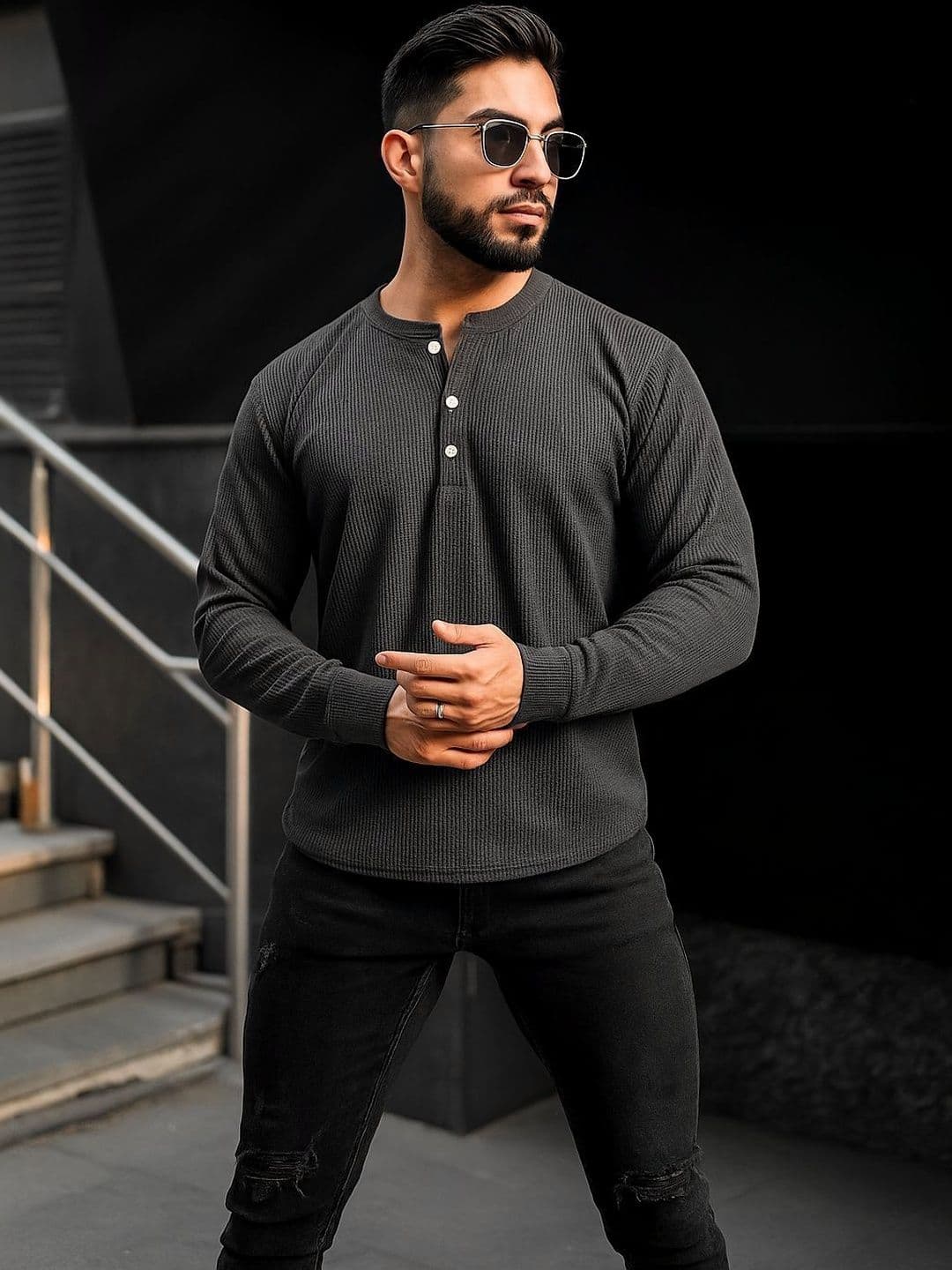 Starvy Men Henley Neck T-shirt - view 1