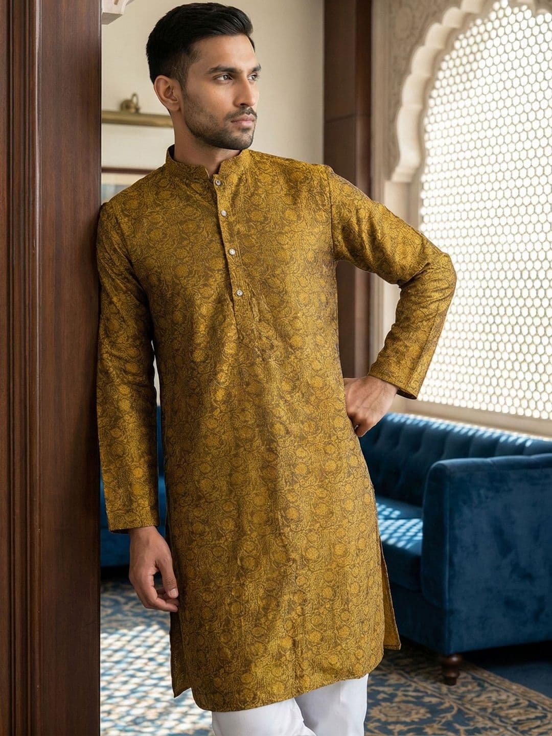 Anouk Men Jacquard Kurta - view 1