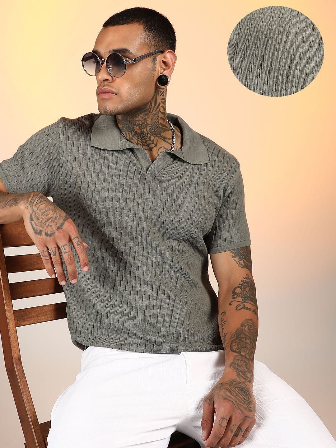 CAHOOT Rhombus-Knit Cotton Polo T-Shirt - view 1