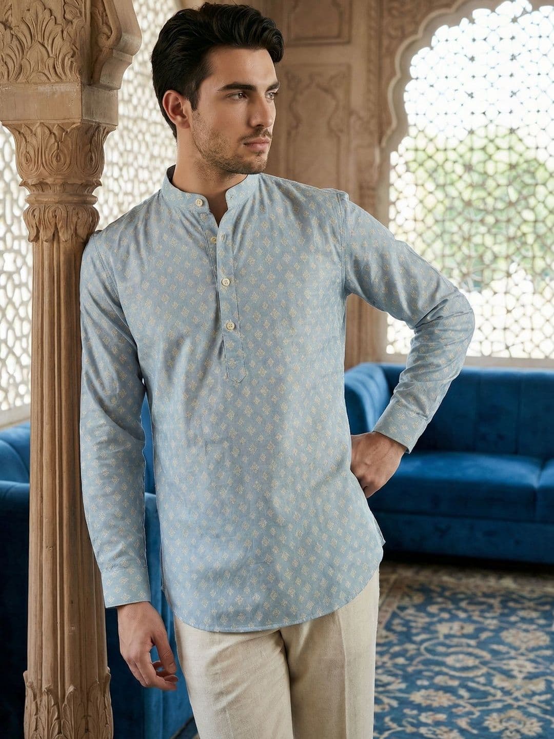 Anouk Men Floral Printed Kurta - view 1
