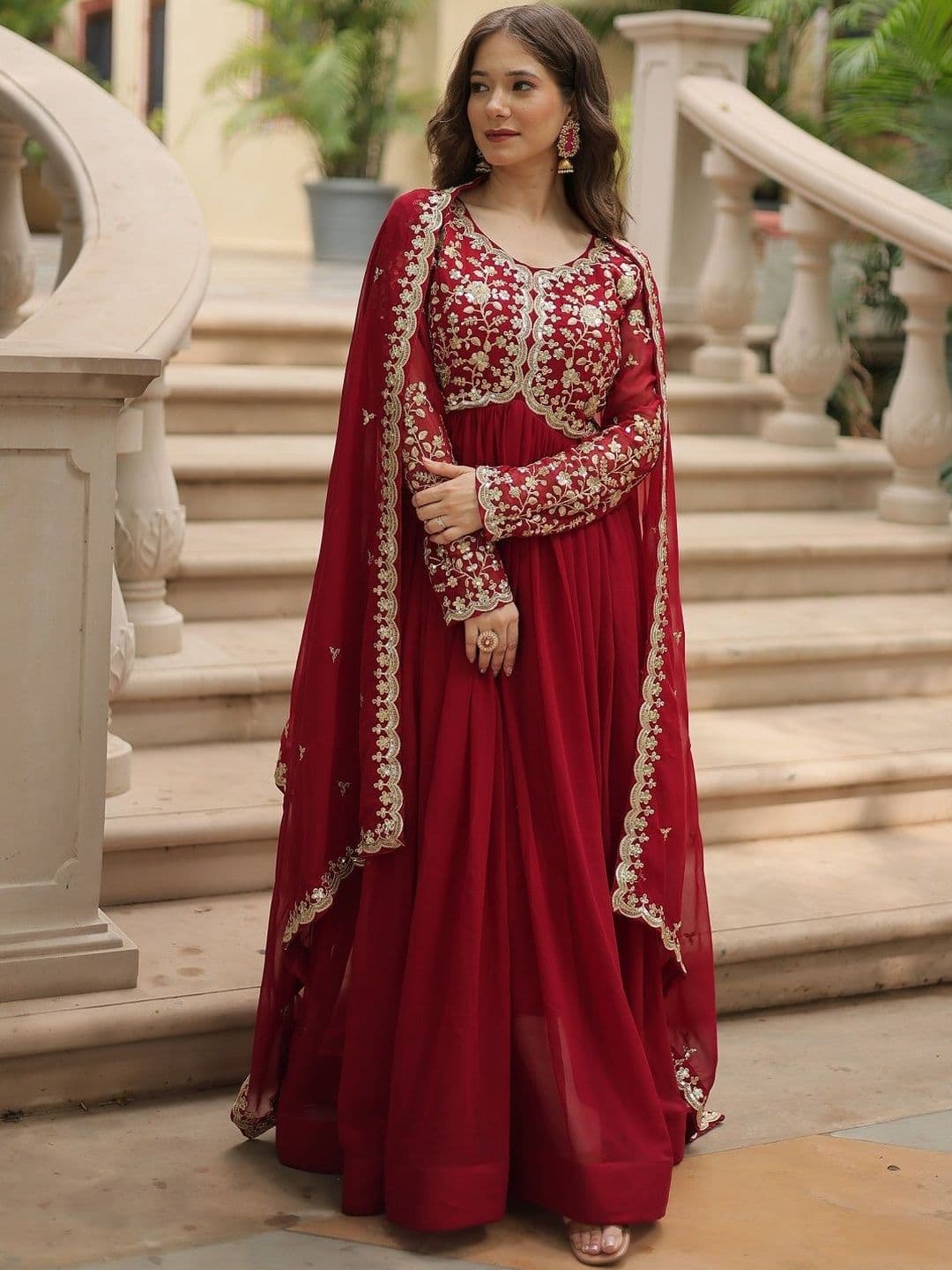 HERE&NOW Embroidered Round Neck Fit and Flare Dress - view 1