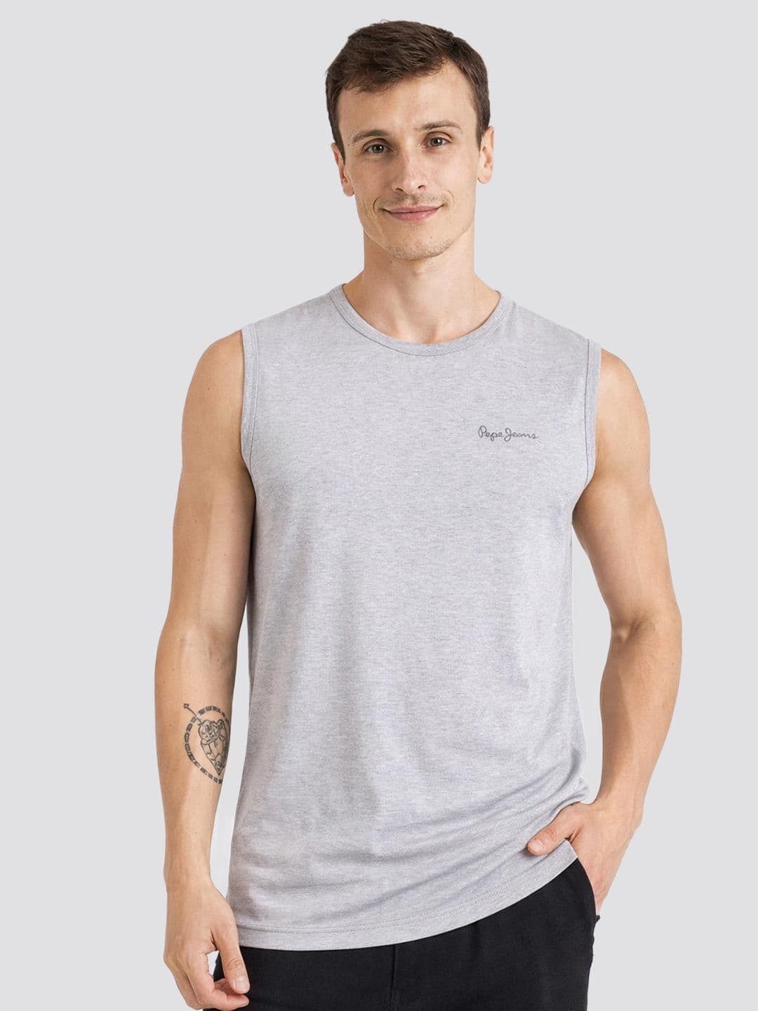 Pepe Jeans Men Cotton Sleeveless Gym Vest - view 1