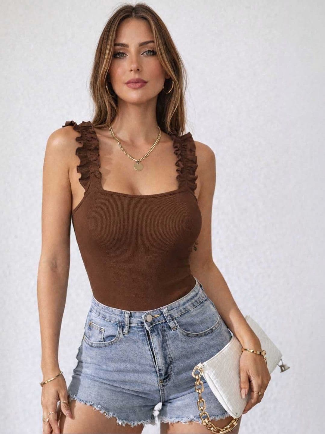 Suo Polyester Square Neck Bodysuit - view 1