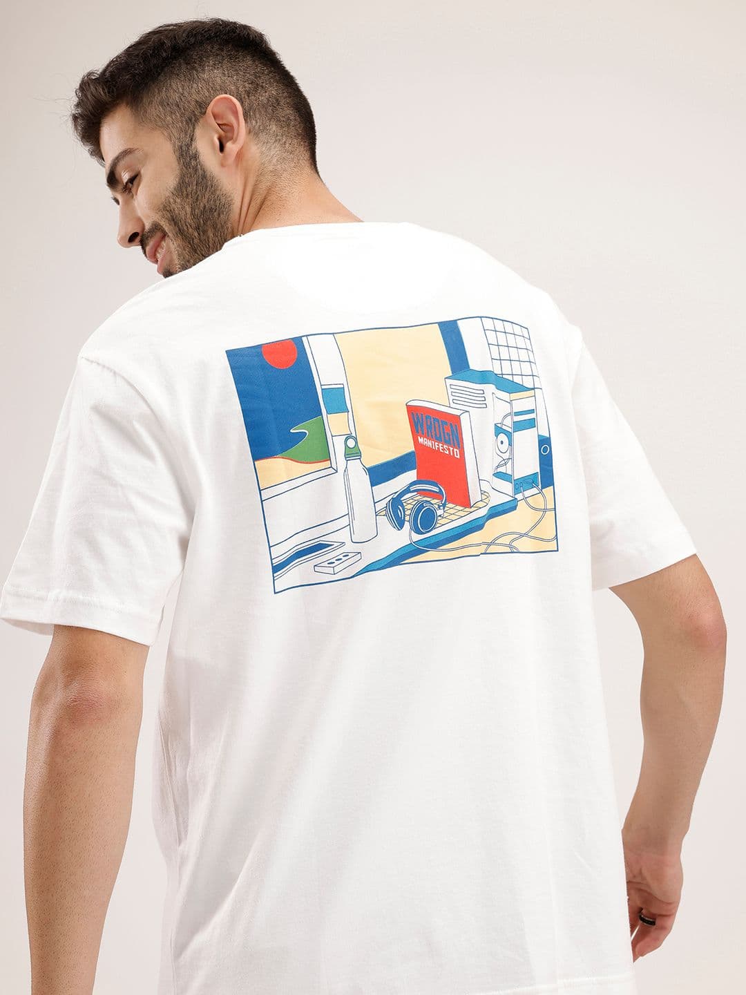 WROGN Graphic Printed Drop-Shoulder Sleeves Pure Cotton Oversized T-shirt - view 1
