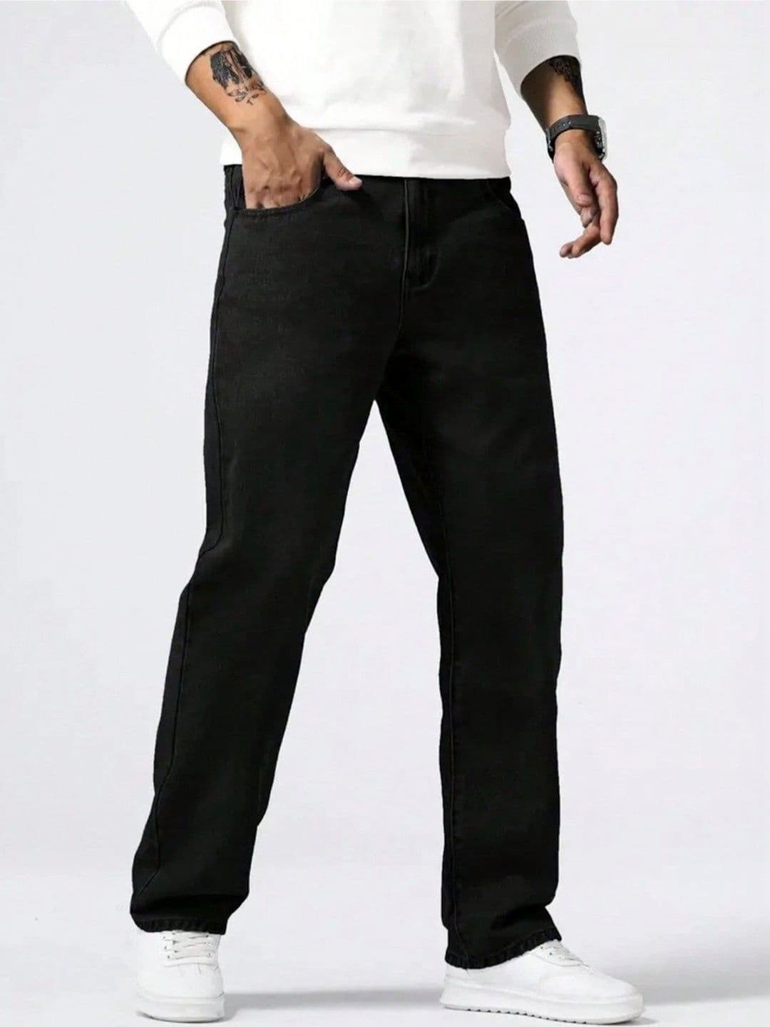 MASTERLY WEFT Men Super Straight Fit Mid-Rise Stretchable Jeans - view 1