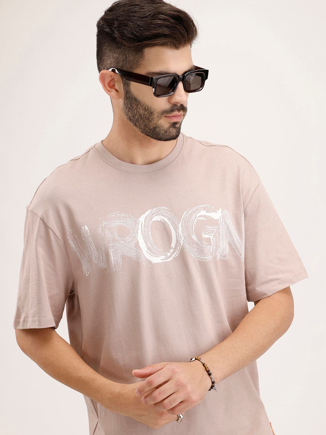 WROGN Oversized Fit Brand Logo Printed Pure Cotton T-shirt - view 1