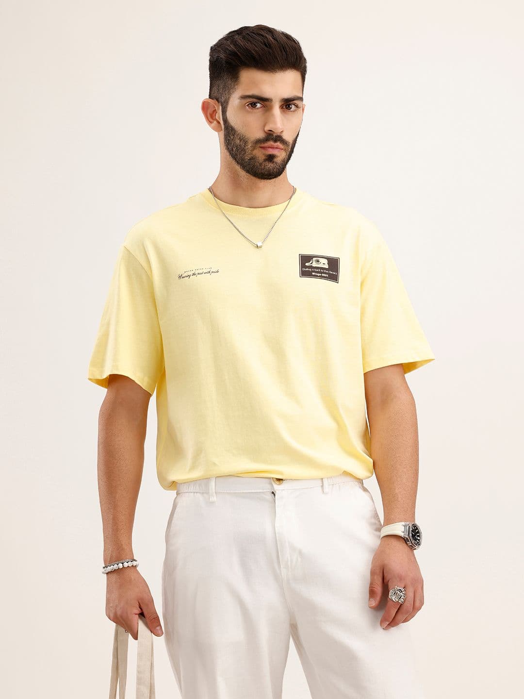 WROGN Cotton Typography Printed Oversized T-shirt - view 1