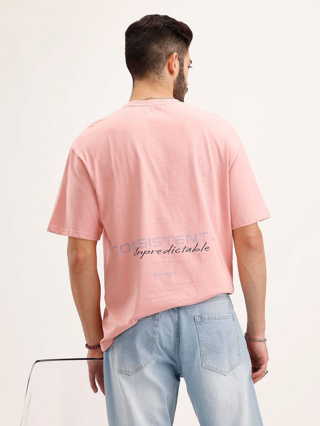 WROGN Typography Printed Drop-Shoulder Sleeves Pure Cotton Oversized T-shirt - view 1