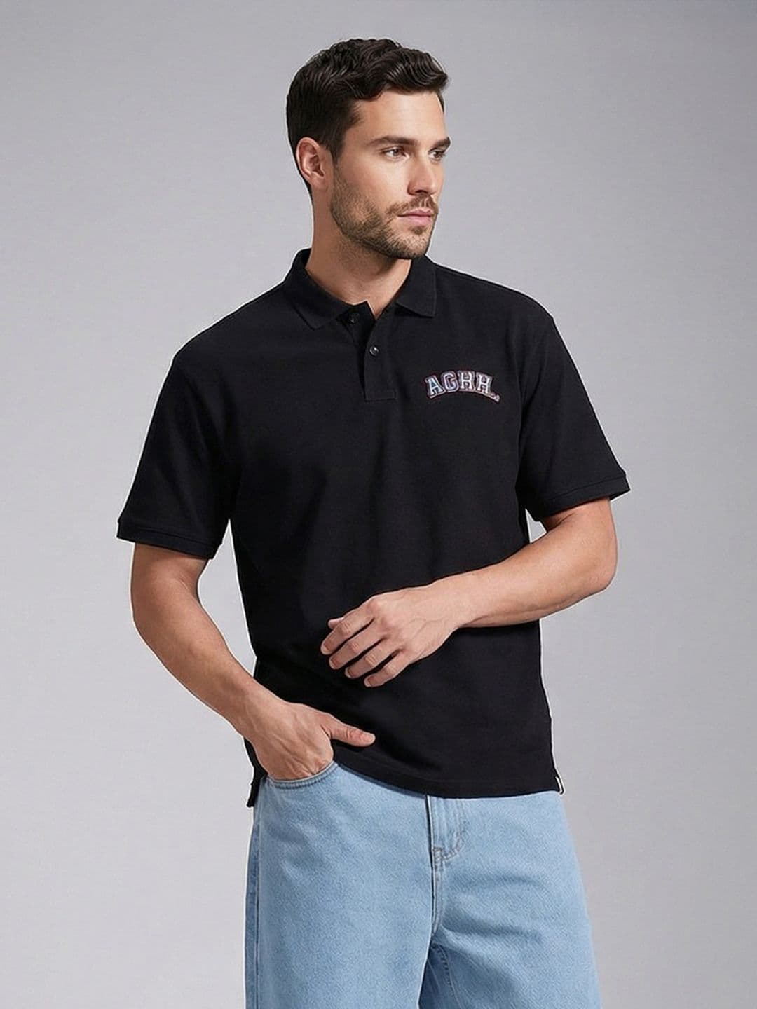 WROGN Oversized Polo Collar Pure Cotton T-shirt - view 1