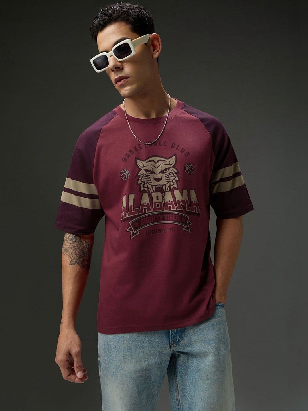 DILLINGER Mens Round Neck Raglan Sleeve Printed Oversized Fit Tshirt - view 1