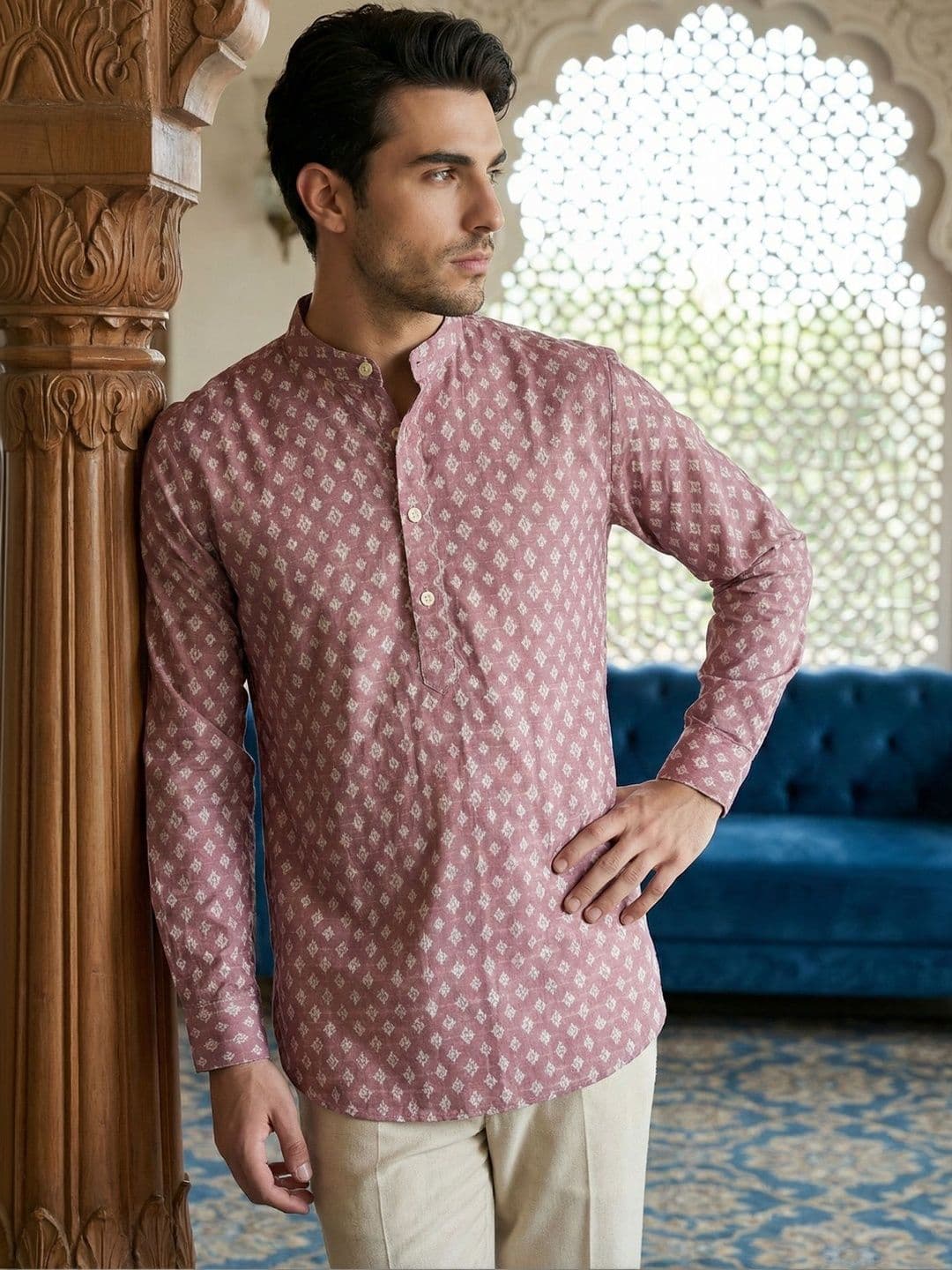 Anouk Men Geometric Printed Kurta - view 1
