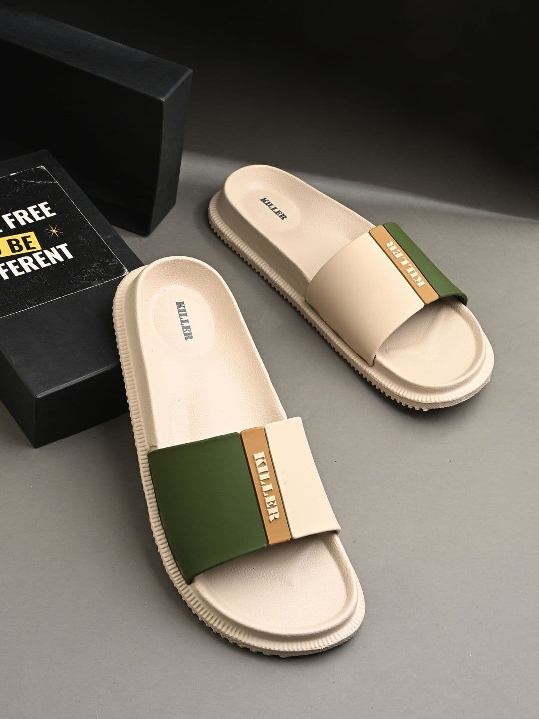 Killer Men Colourblocked Sliders - view 1