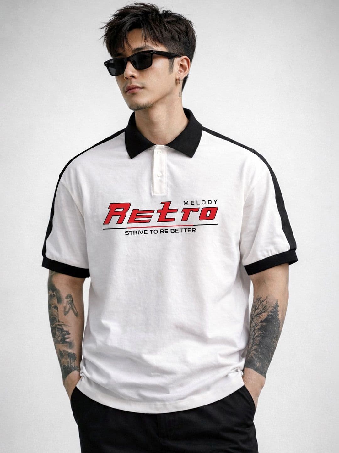 JUMPCUTS Men Typography Printed Polo Collar T-shirt - view 1
