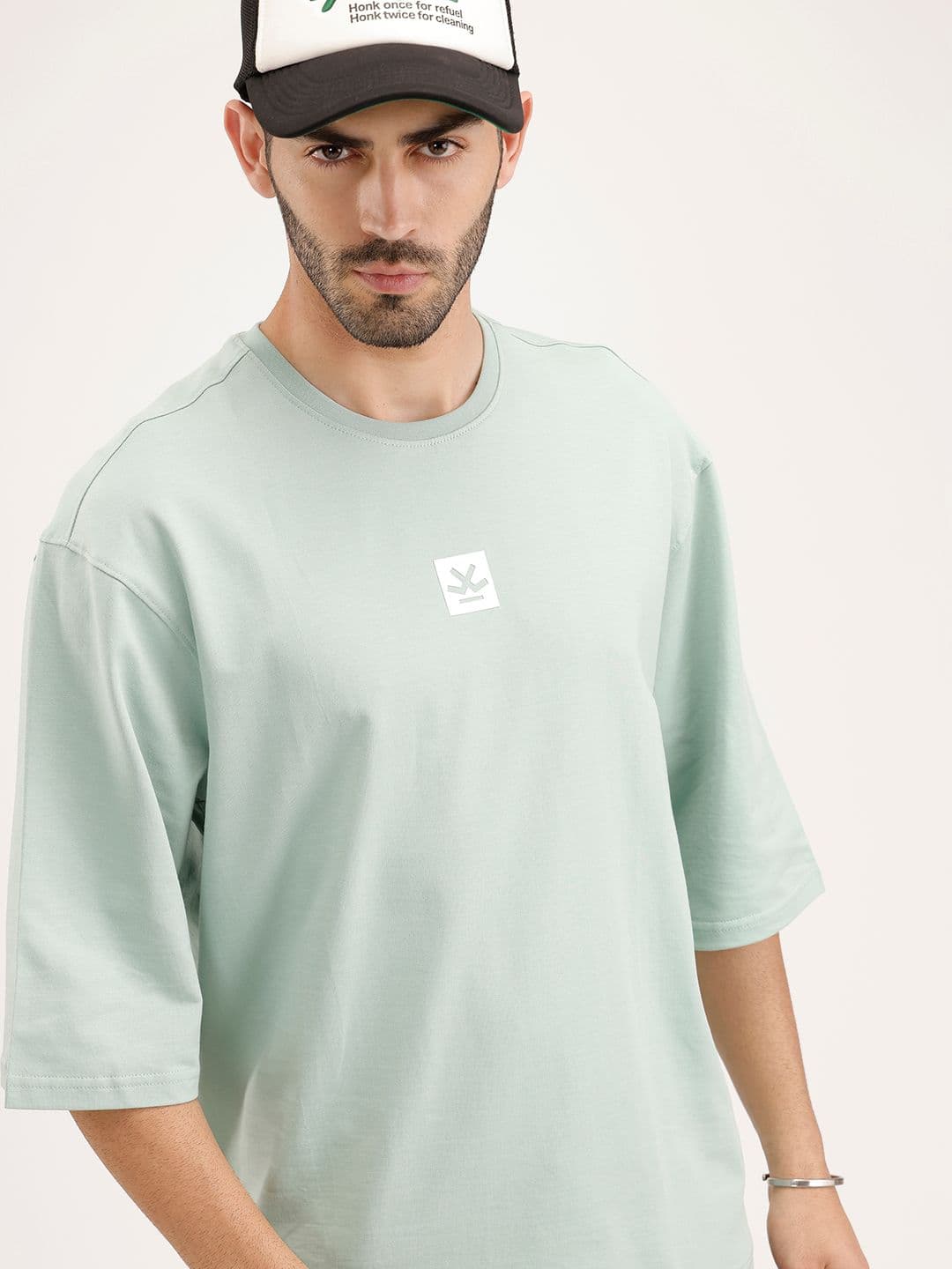 WROGN Drop-Shoulder Sleeves Pure Cotton Oversized T-shirt - view 1