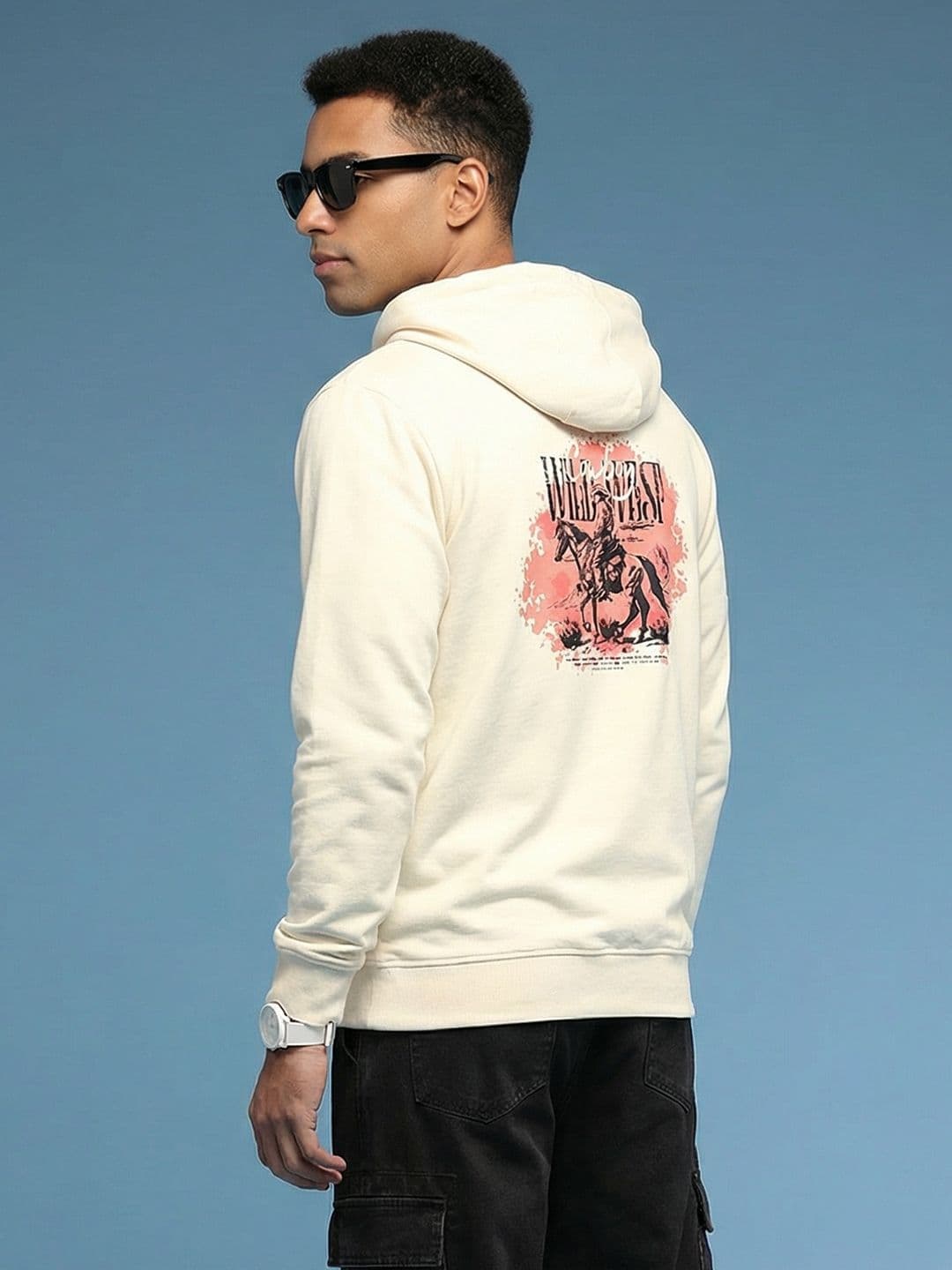 HERE&NOW Graphic Printed Pure Cotton Hooded Sweatshirt - view 1
