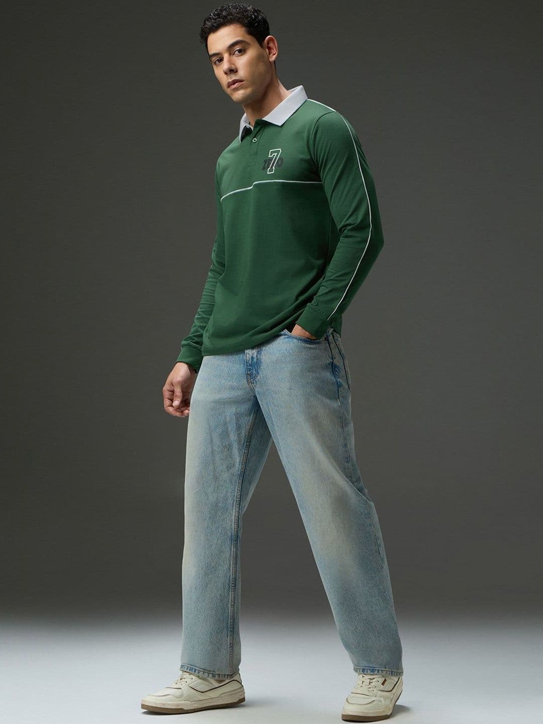 DILLINGER Mens Long Sleeve Printed Regular Fit Polo Tshirt - view 1