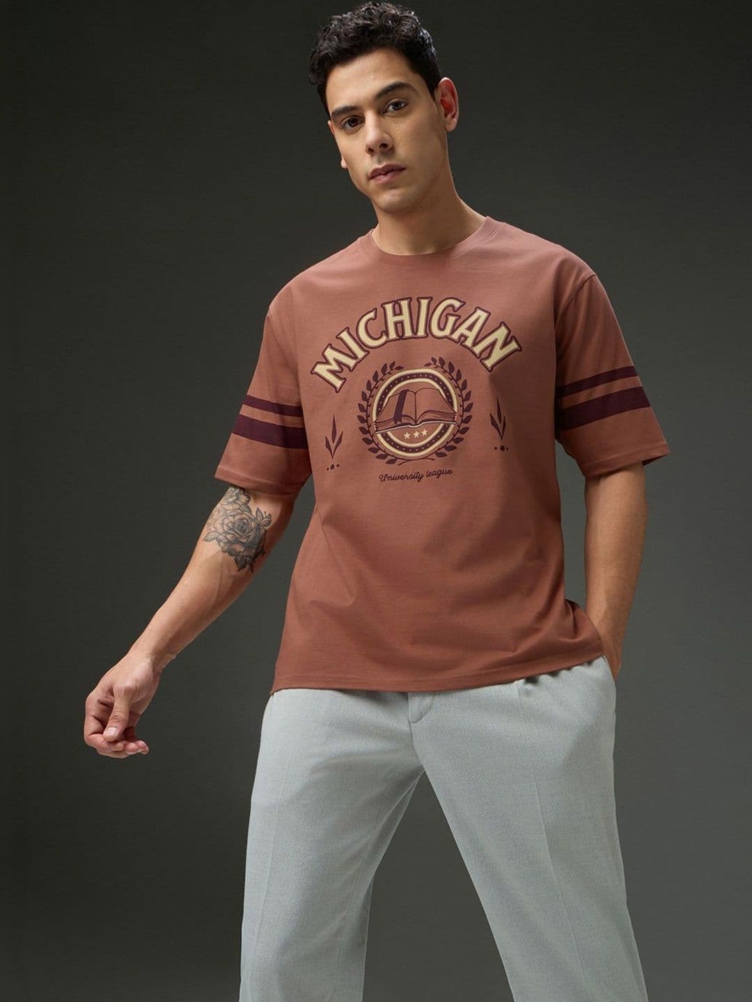 DILLINGER Mens Round Neck Half Sleeve Printed Oversized Fit Tshirt - view 1