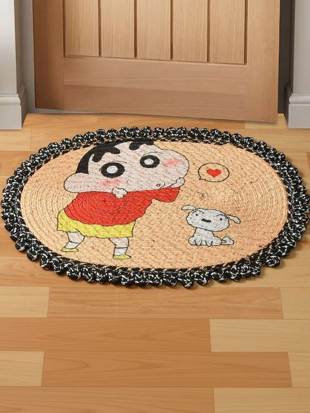 FINE TEX WORLD Yellow & Black Printed Soft & Thick No-Shredding Doormat - view 1