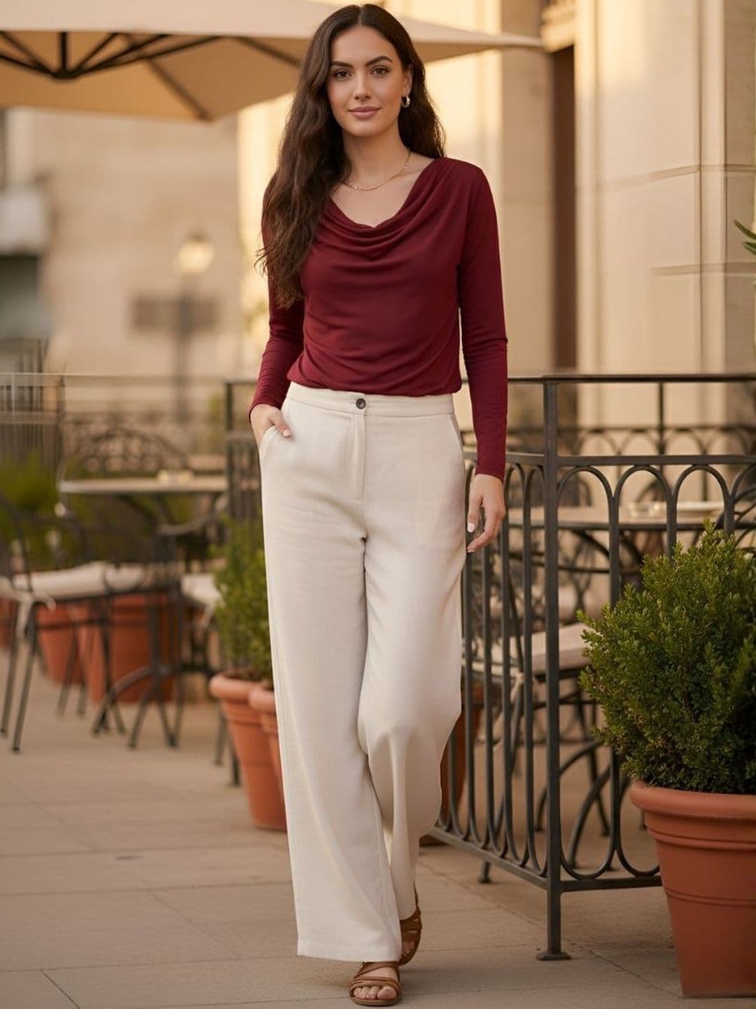 clobug Cowl Neck Net Top - view 1