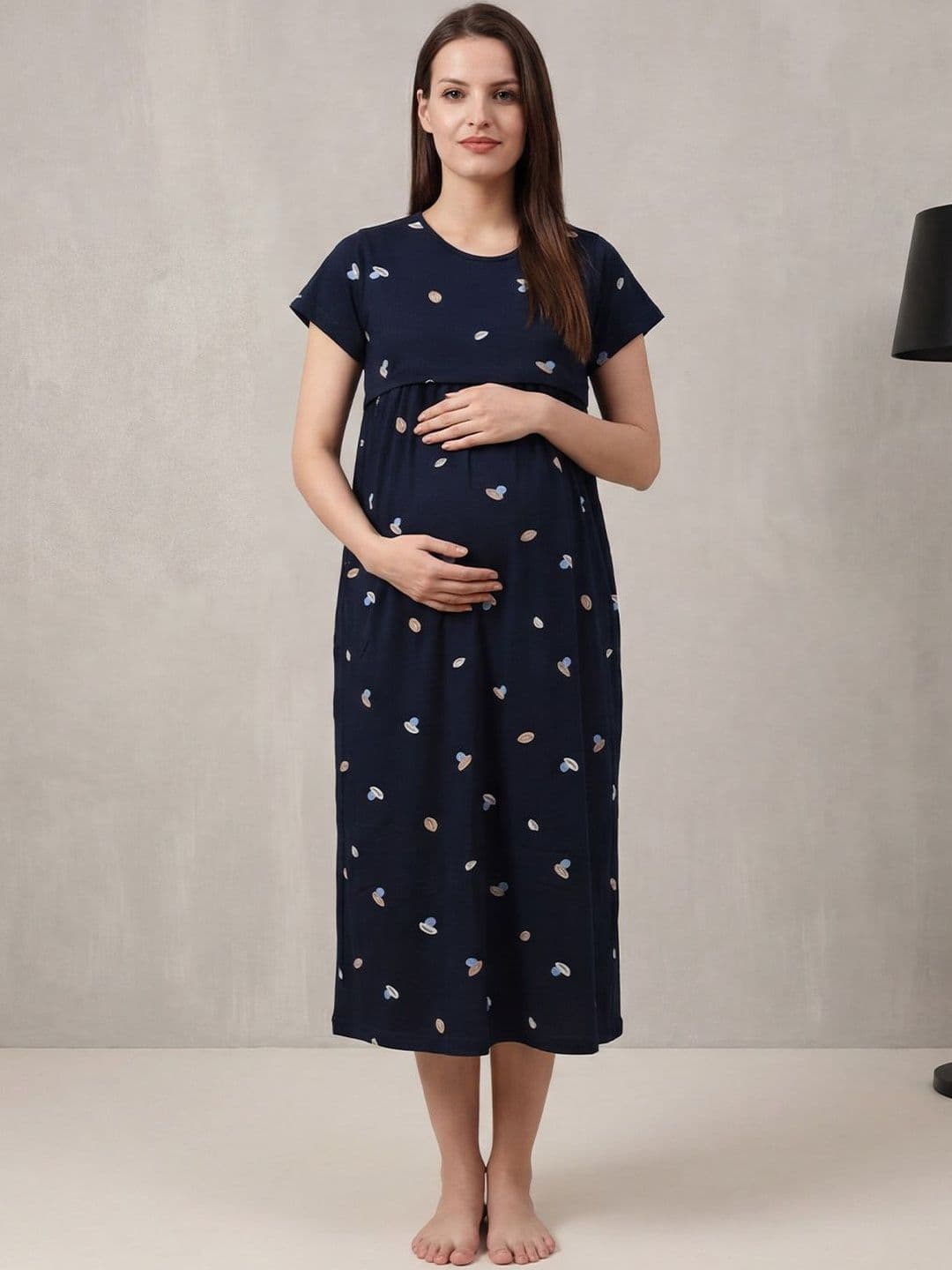 Secret Wish Maternity Hosiery Printed Nightdress - view 1